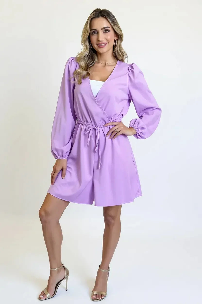 Drawstring Long Sleeve Romper - Billien