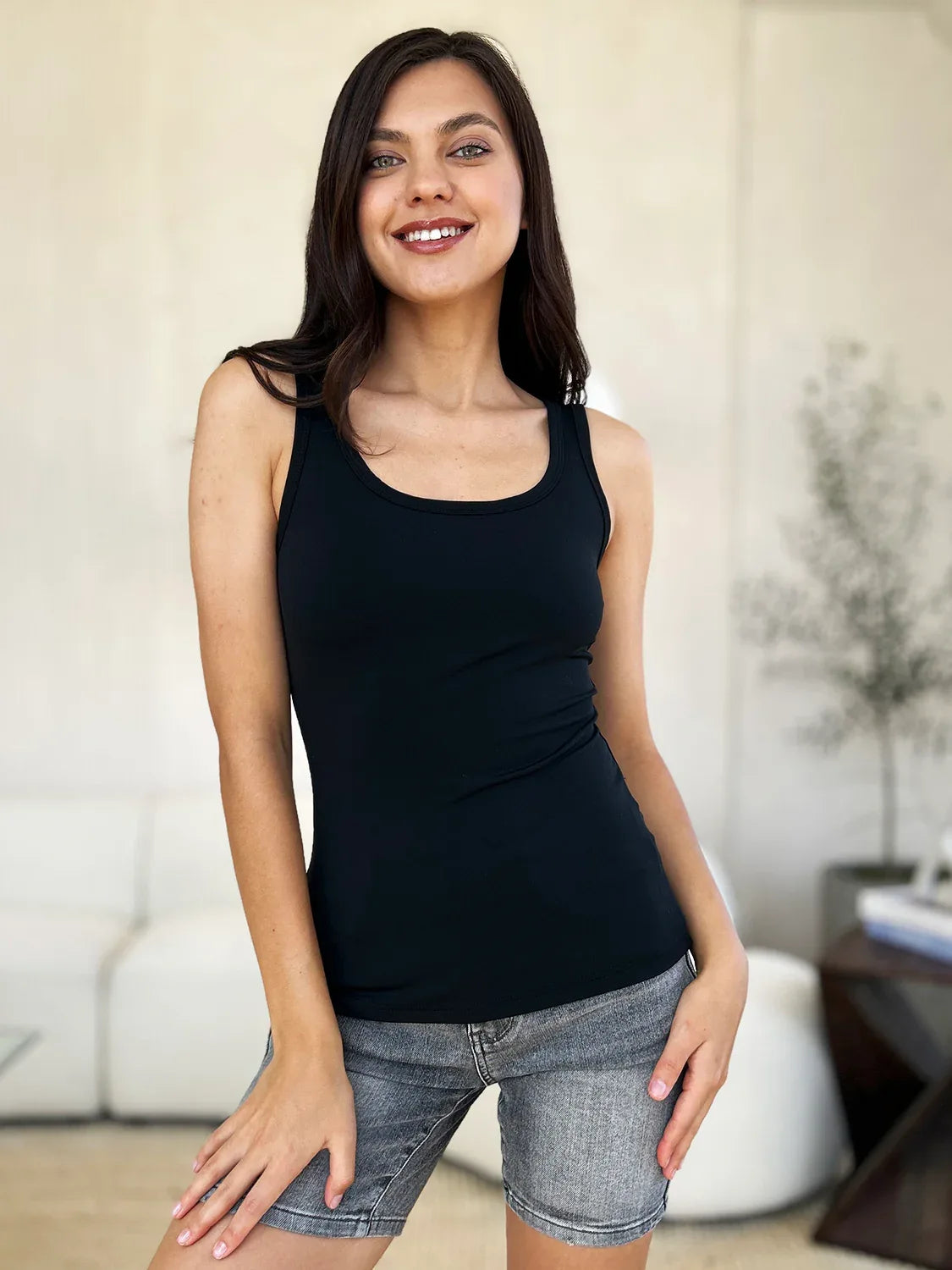 Square Neck Wide Strap Tank - Billien