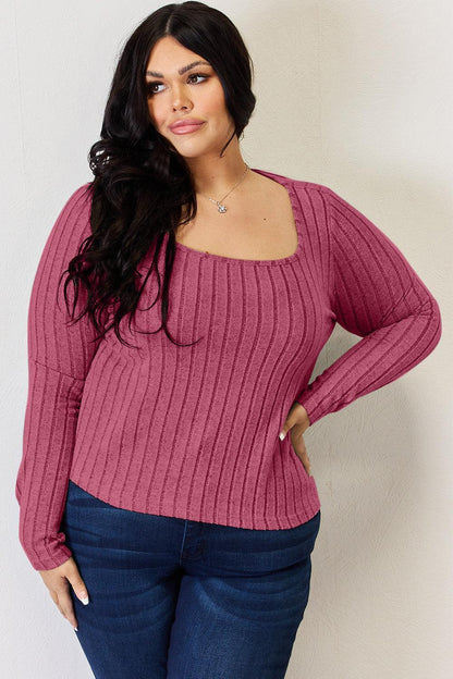 Basic Bae Full Size Ribbed Long Sleeve T-Shirt - Billien