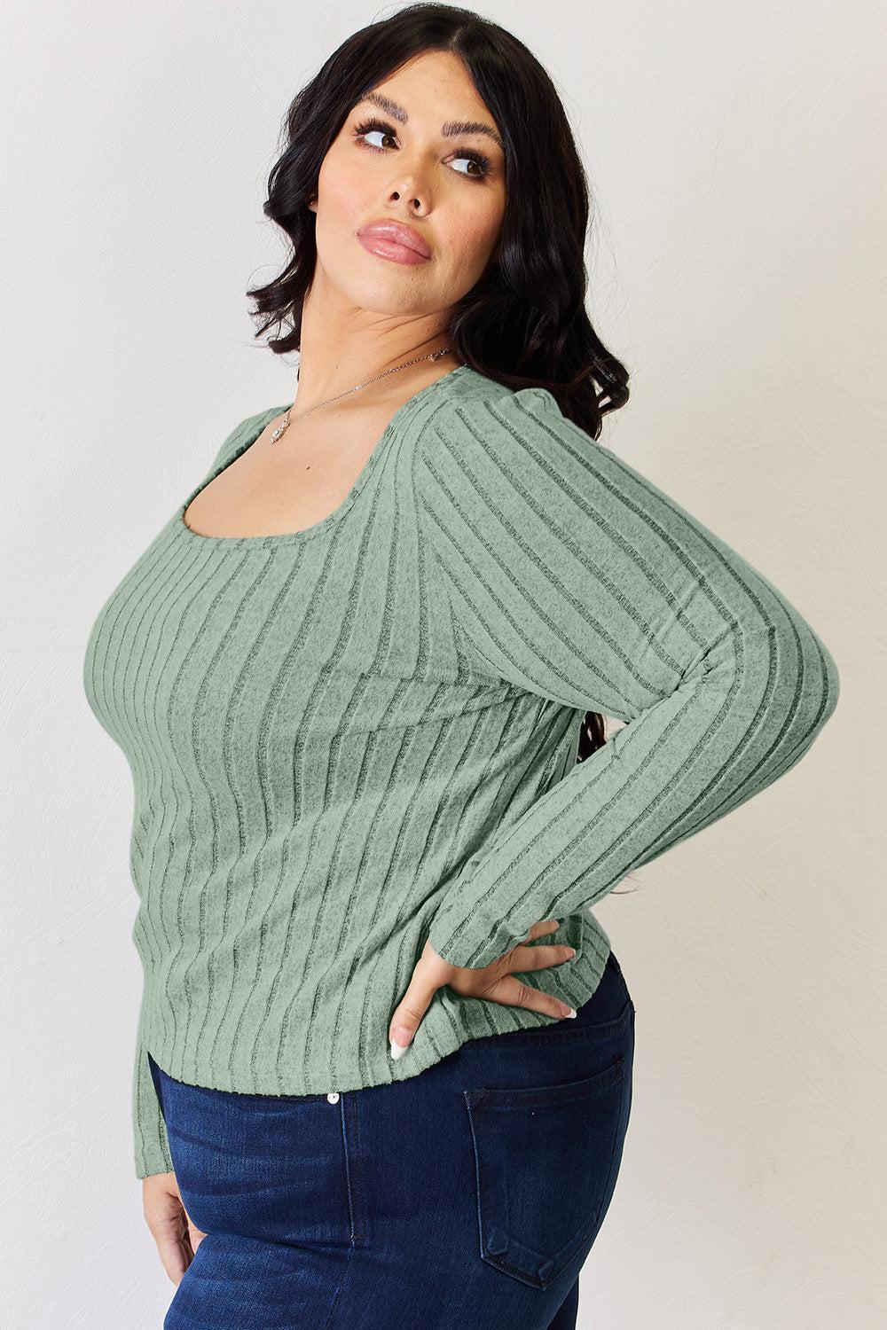 Basic Bae Full Size Ribbed Long Sleeve T-Shirt - Billien