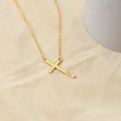 Trendy Fashion Cross Design Customizable Name Design Versatile Necklace - Billien