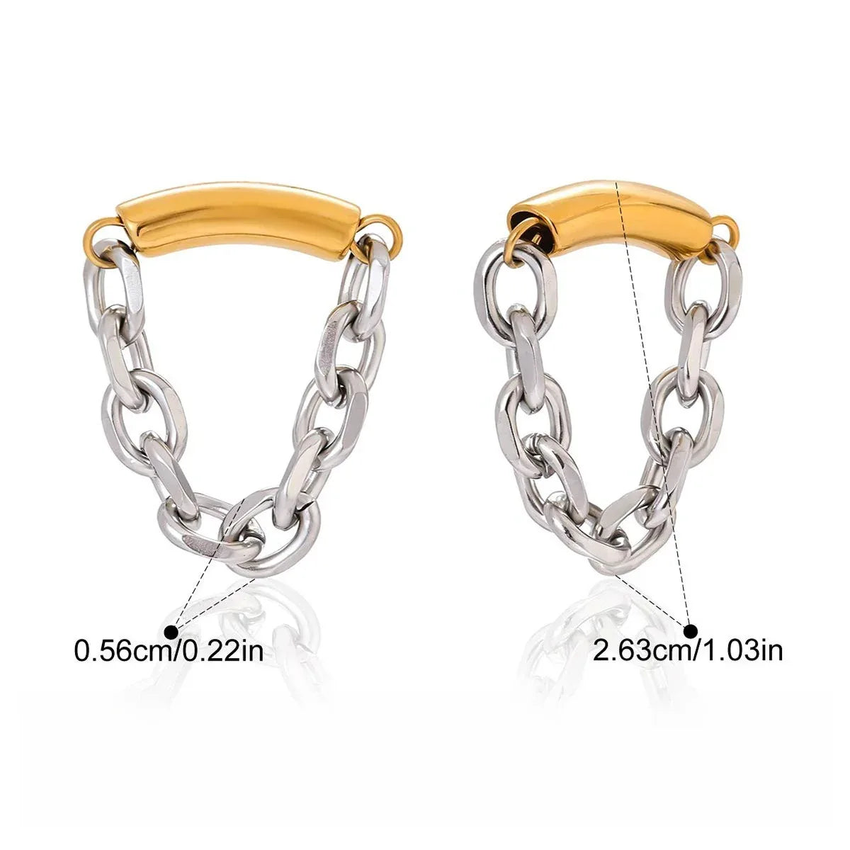 18K gold and S925 silver two-tone tassel ear cuff earring - Billien