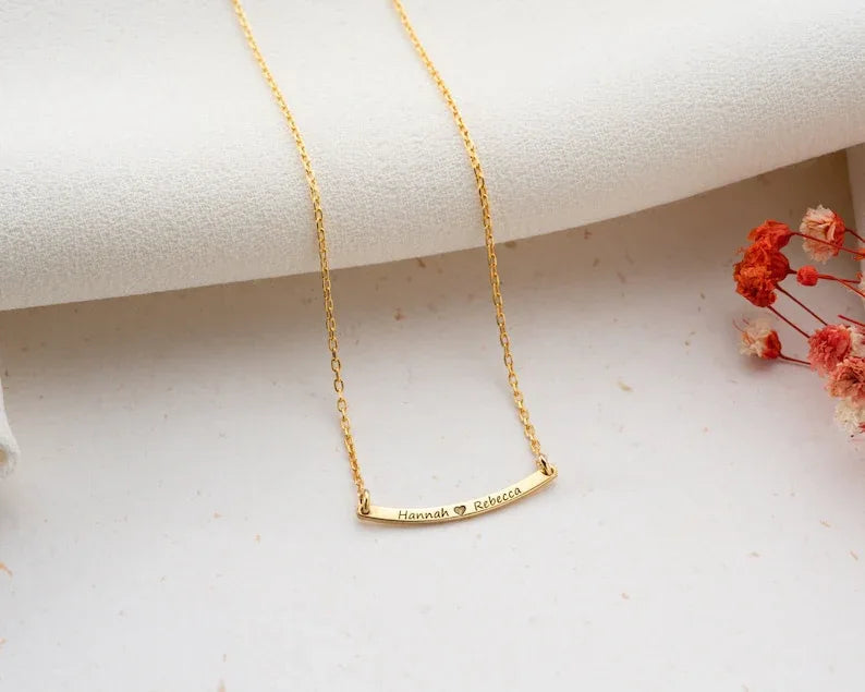 Customized Curved Bar Name Necklace - Billien