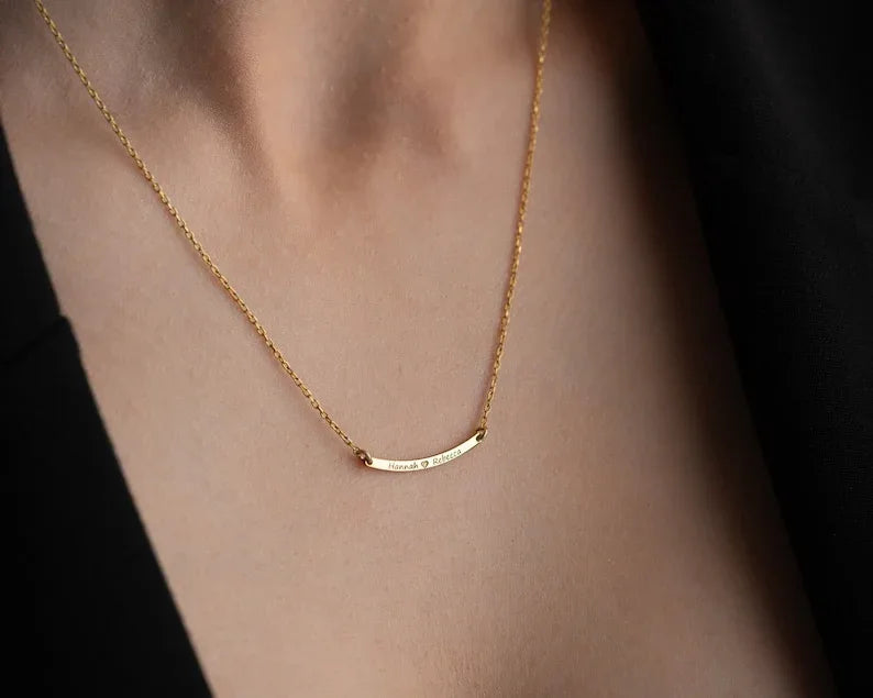 Customized Curved Bar Name Necklace - Billien