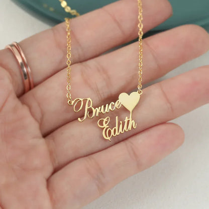 Classic simple heart with customizable name design light luxury style necklace - Billien