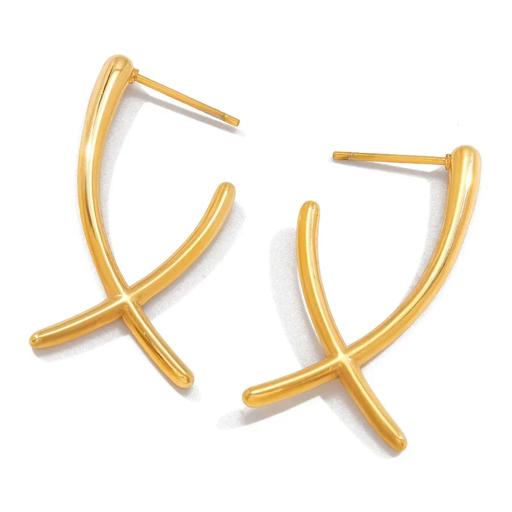 18k gold cross earrings - Billien