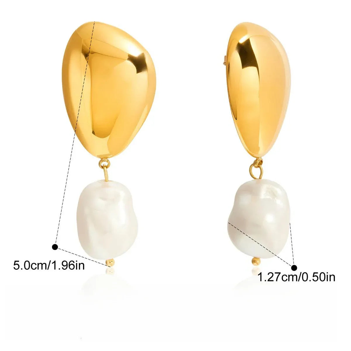 18K gold-plated pearl and titanium steel stud earrings - Billien