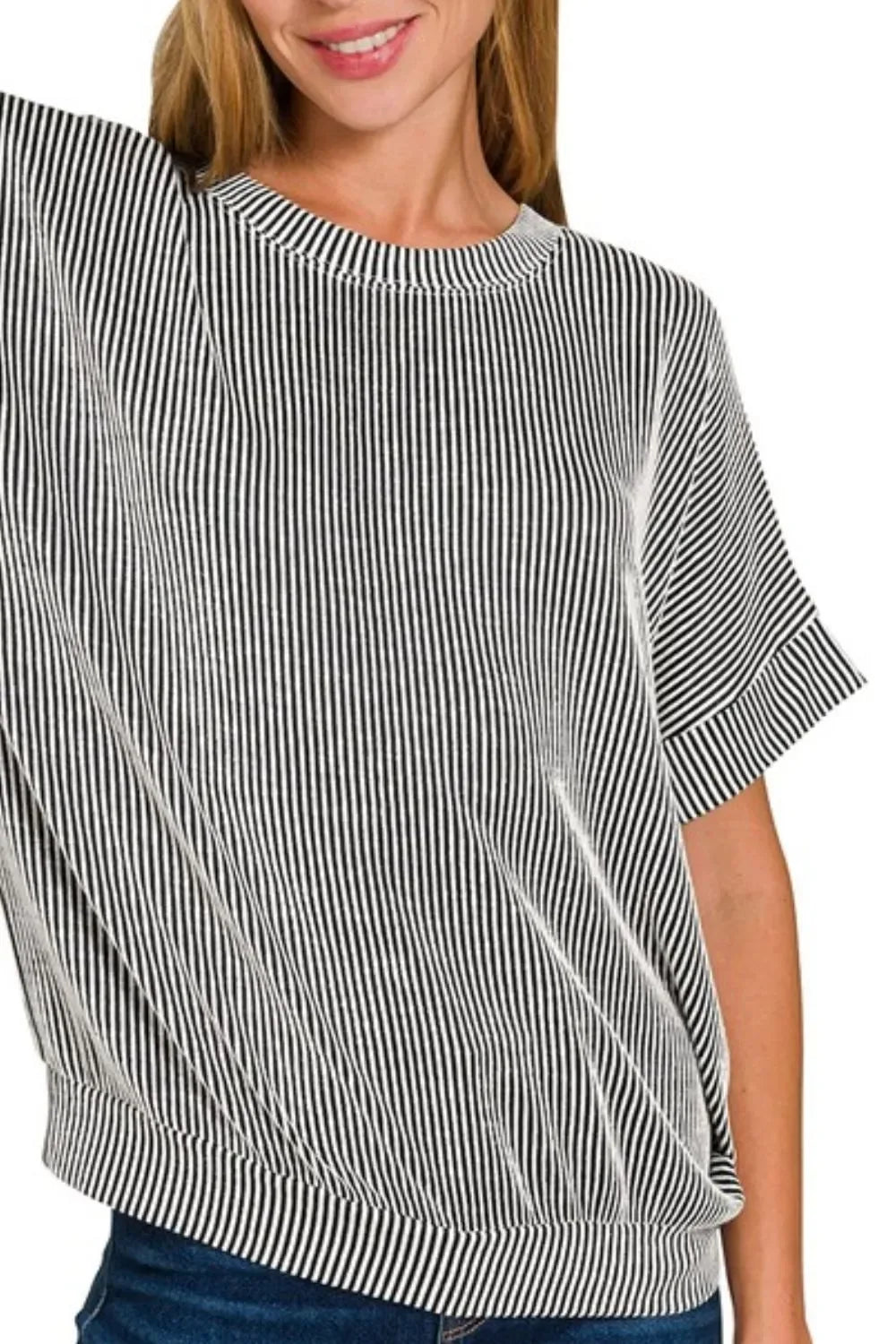 Corded Rib Short Sleeve T-Shirt - Billien
