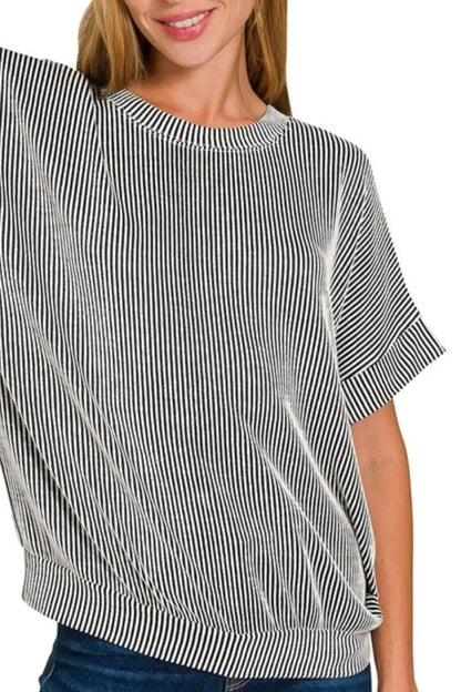 Corded Rib Short Sleeve T-Shirt - Billien