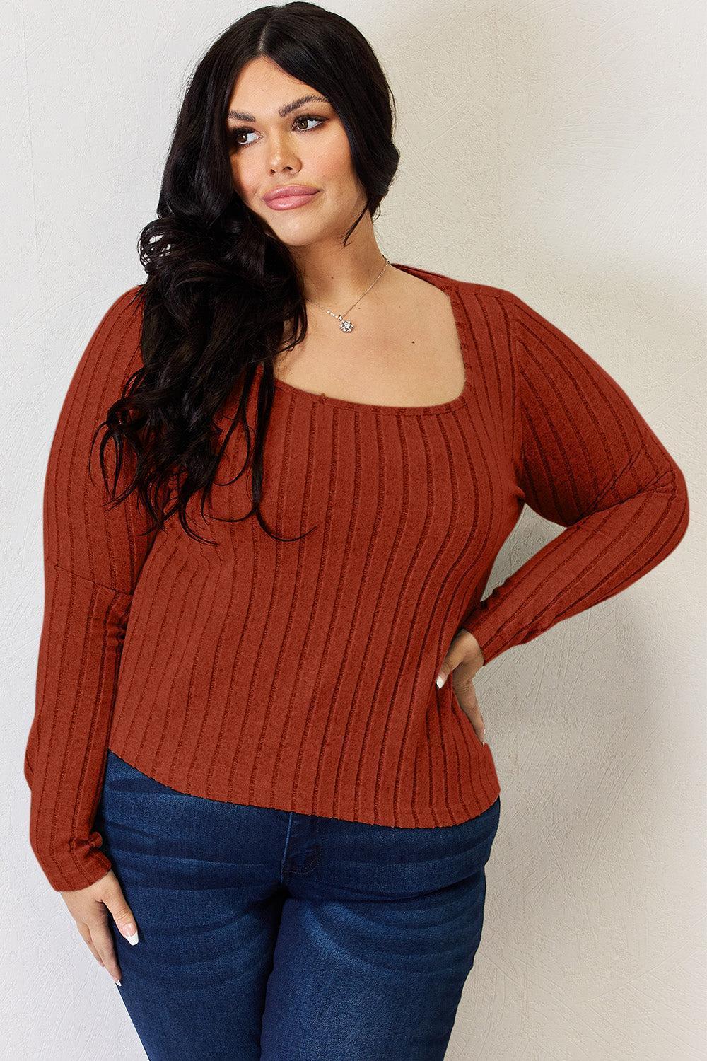 Basic Bae Full Size Ribbed Long Sleeve T-Shirt - Billien