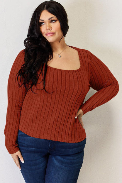 Basic Bae Full Size Ribbed Long Sleeve T-Shirt - Billien