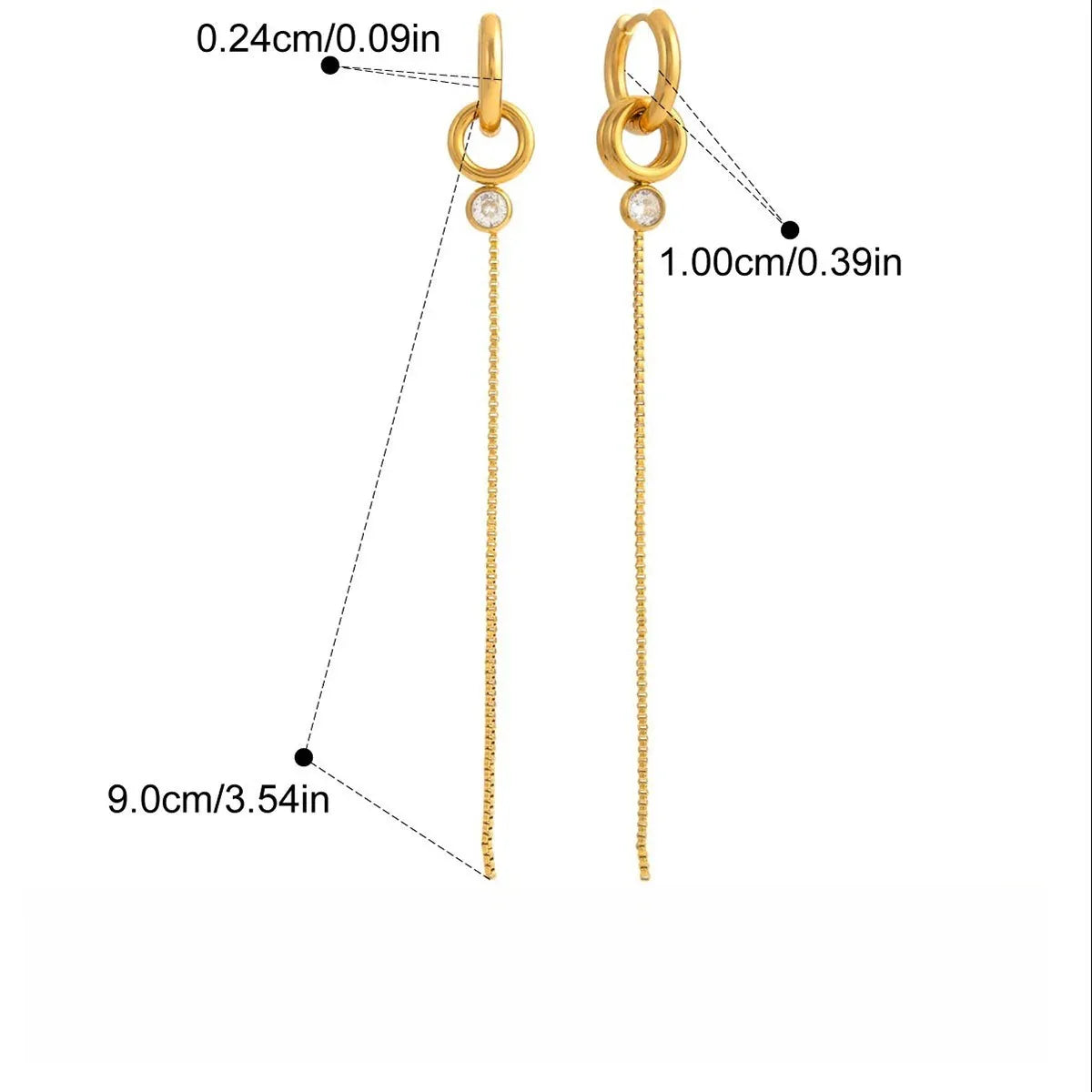 18K gold lightweight luxury tassel earrings with cubic zirconia. - Billien
