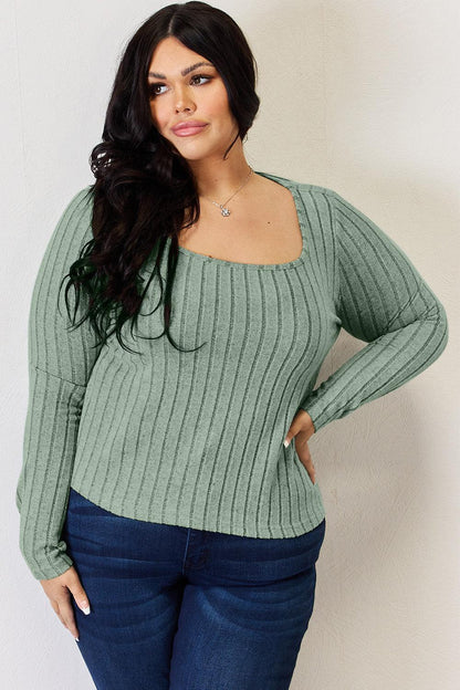 Basic Bae Full Size Ribbed Long Sleeve T-Shirt - Billien