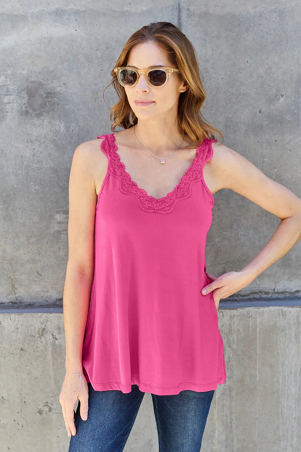 Lace Detail V-Neck Cutout Cami - Billien