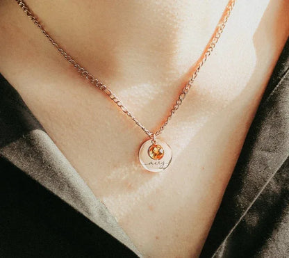 Personalized Round Birthstone Necklace - Billien