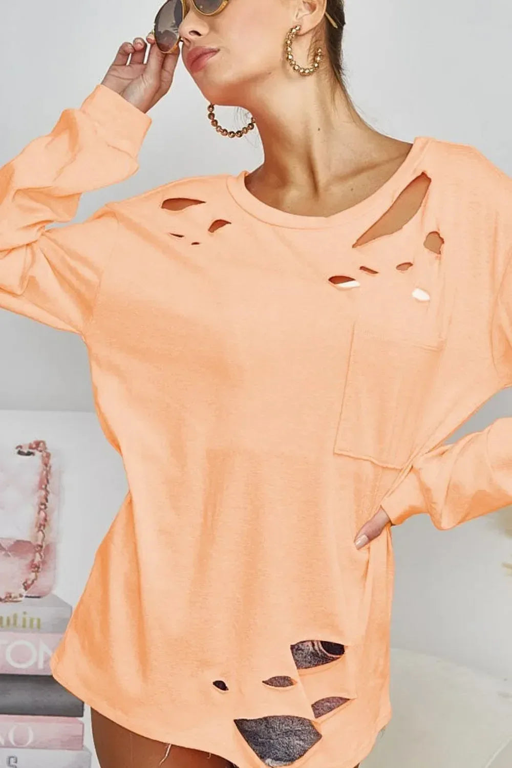 Triblend with Laser Cut Detailed T-Shirt - Billien