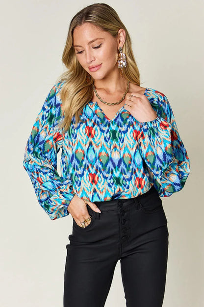 Printed Balloon Sleeve Blouse - Billien