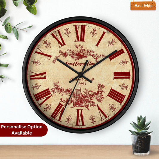 Personalized Vintage Floral Design Wall Clock
