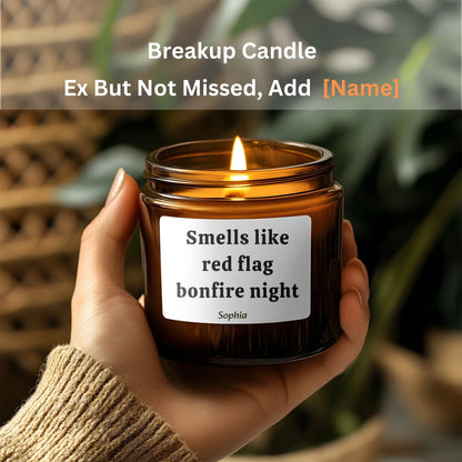 Breakup Gift Smell Like Red Flag Personalized Funny Candle Divorce Gift Cheer Up Gift Funny Breakup Care Package - Billien