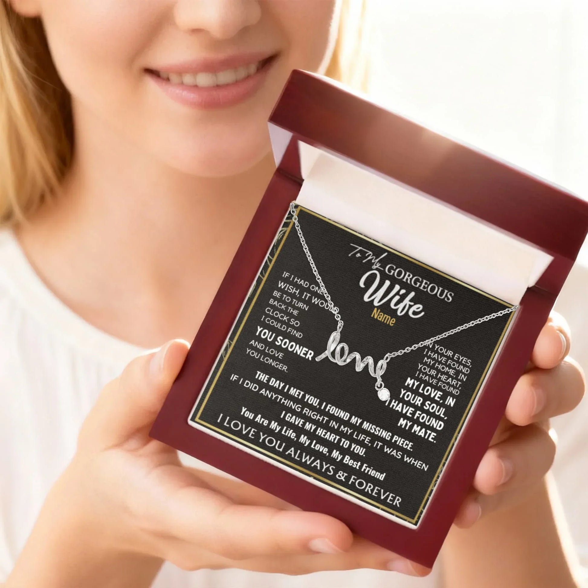 To My Gorgeous Wife — Personalized Name Necklace - Billien