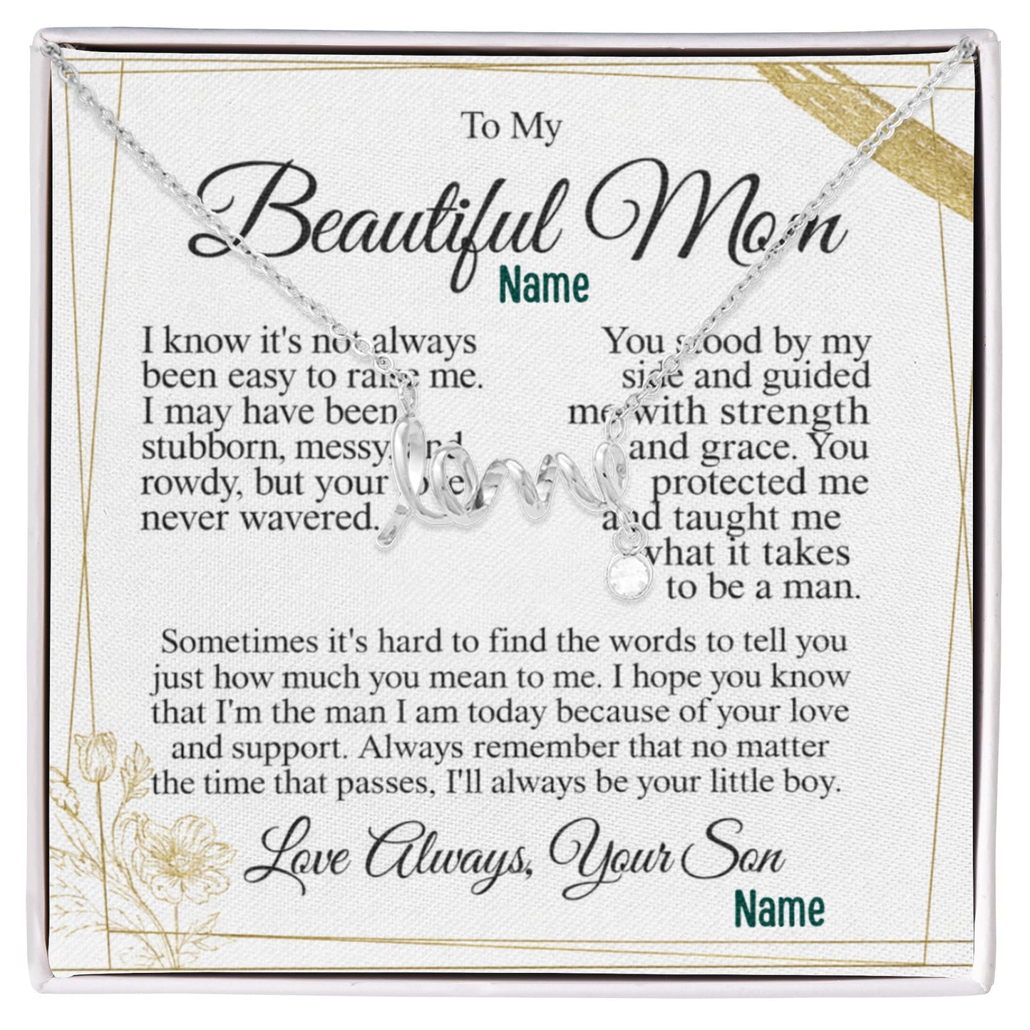 To My Caring Mom — A Necklace That Says Everything My Heart Feels