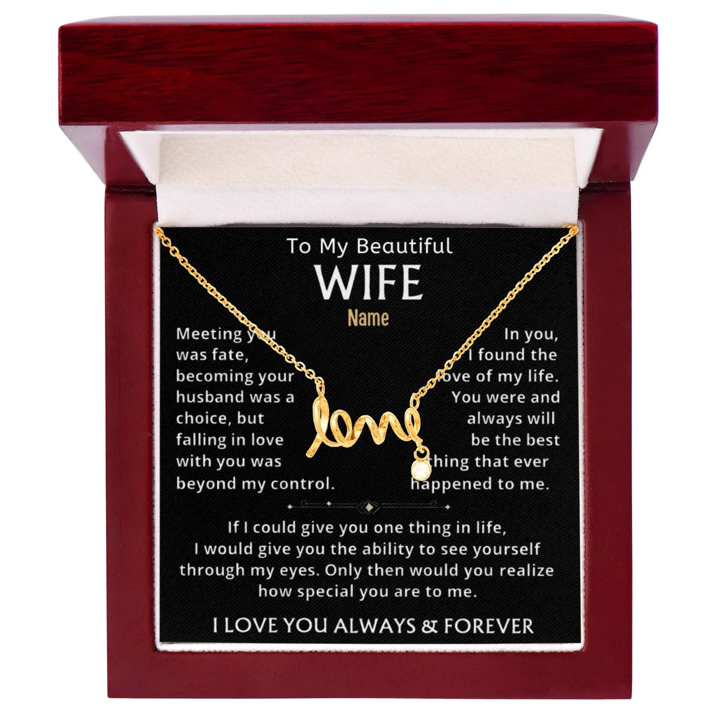 To My Beautiful Wife —Personalized Name Keepsake Necklace - Billien