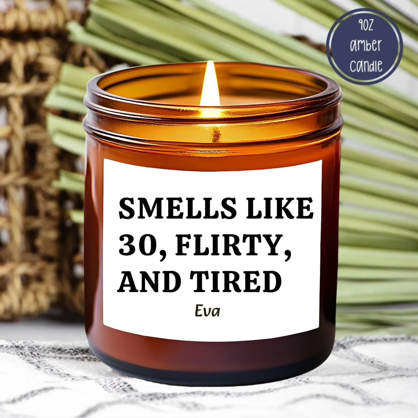 Turning 30 Funny Birthday Gift, Smells Like 30, Flirty and Tired Funny 30th Birthday Candle, Cute Birthday Gift, Friend 30th Birthday - Billien