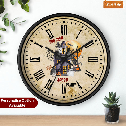 Personalized Halloween Wooden Wall Clock.