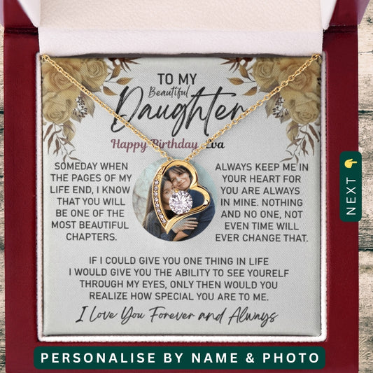 To My Amazing Daughter – Personalized Photo Message Card Birthday Necklace