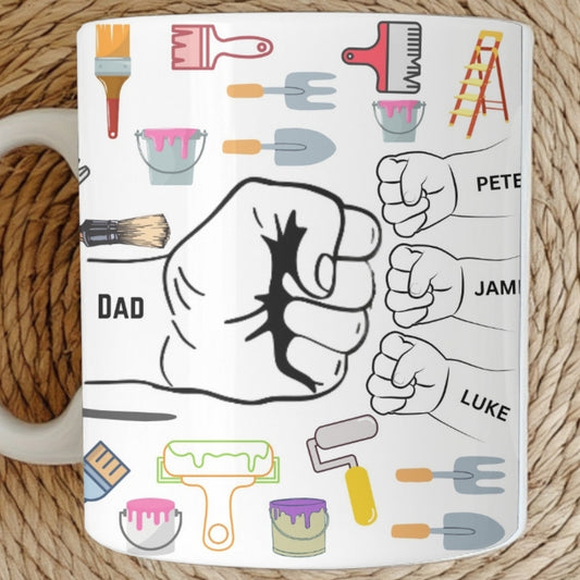 Personalized Dad Mug, Custom Dad Coffee Cup, Dad Gifts with Kids Names, Daddy Birthday Fathers Day Gifts for Dad Present from Children