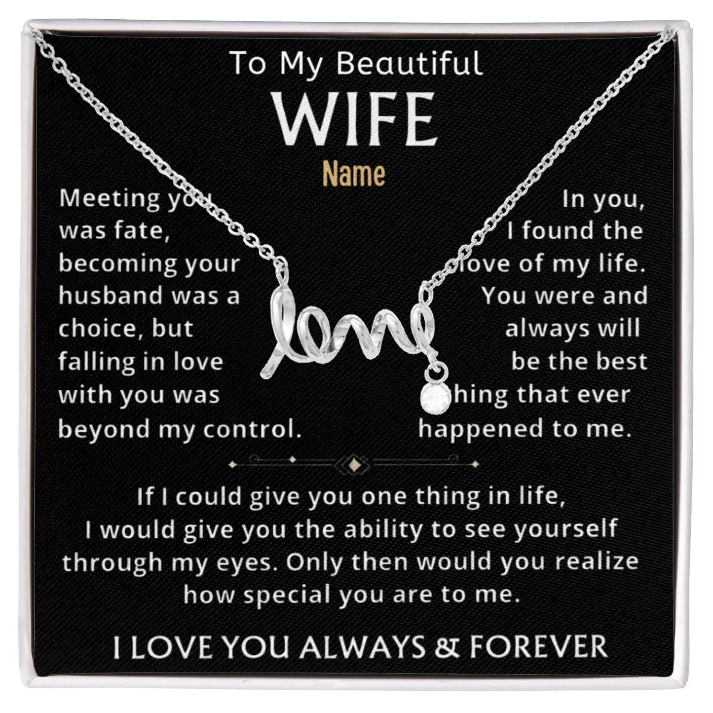 To My Beautiful Wife —Personalized Name Keepsake Necklace - Billien