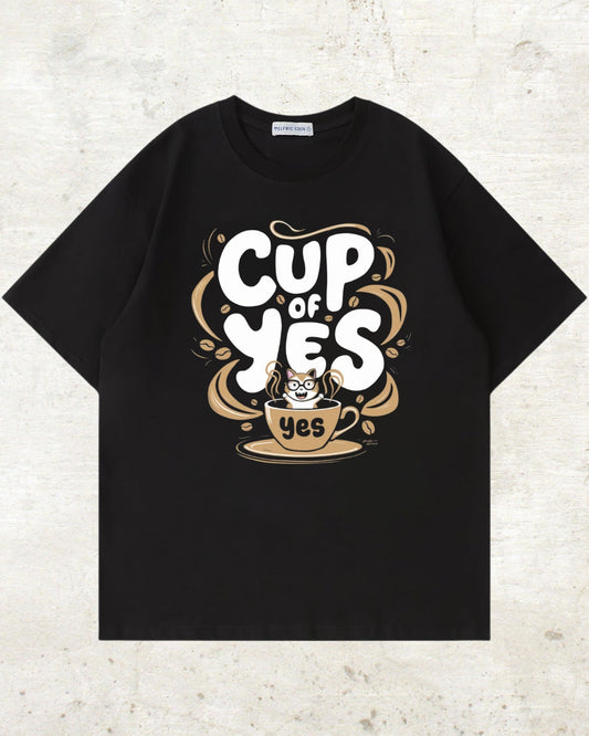 Cup of Yes Unisex Coffeelover Oversized Boxy Tshirt