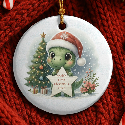Baby T-Rex Christmas Ornament Baby Dinosaur Ornament Baby's First Christmas 2025 Name Ornament Personalized Dinosaur Gift