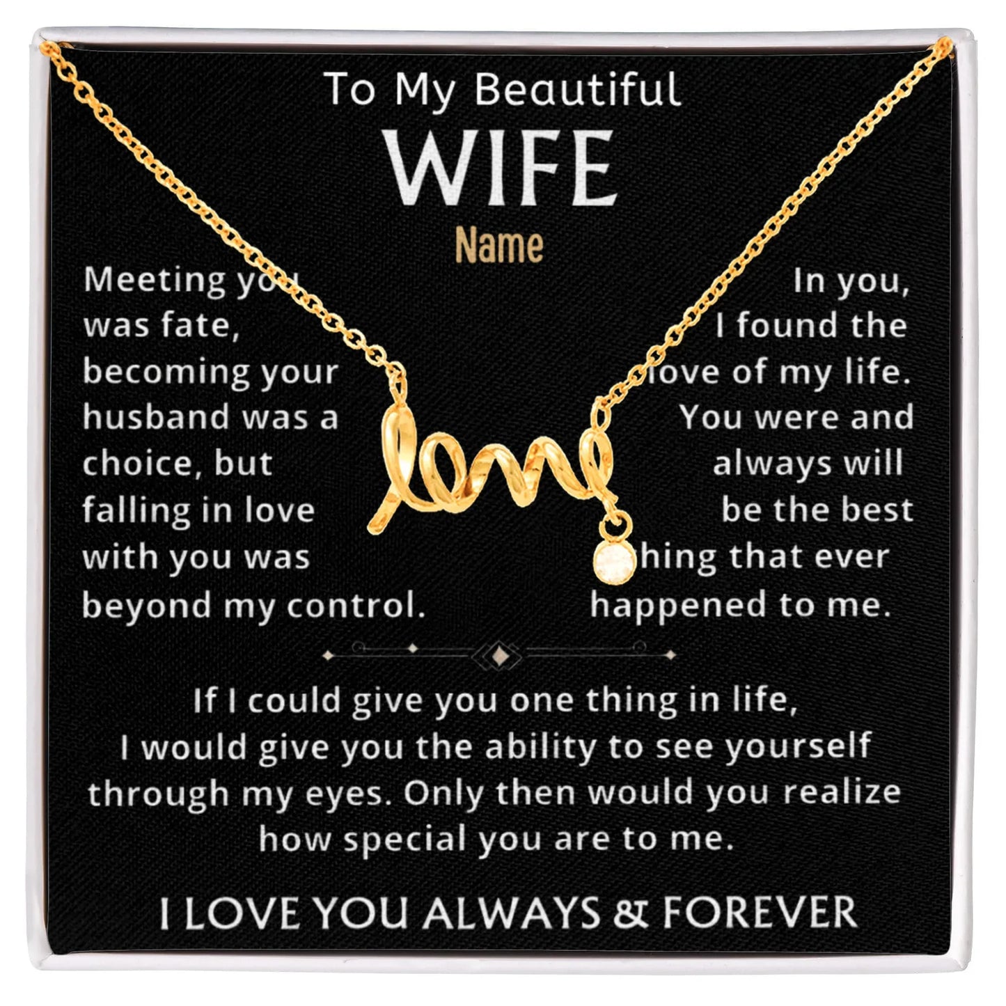 To My Beautiful Wife —Personalized Name Keepsake Necklace - Billien