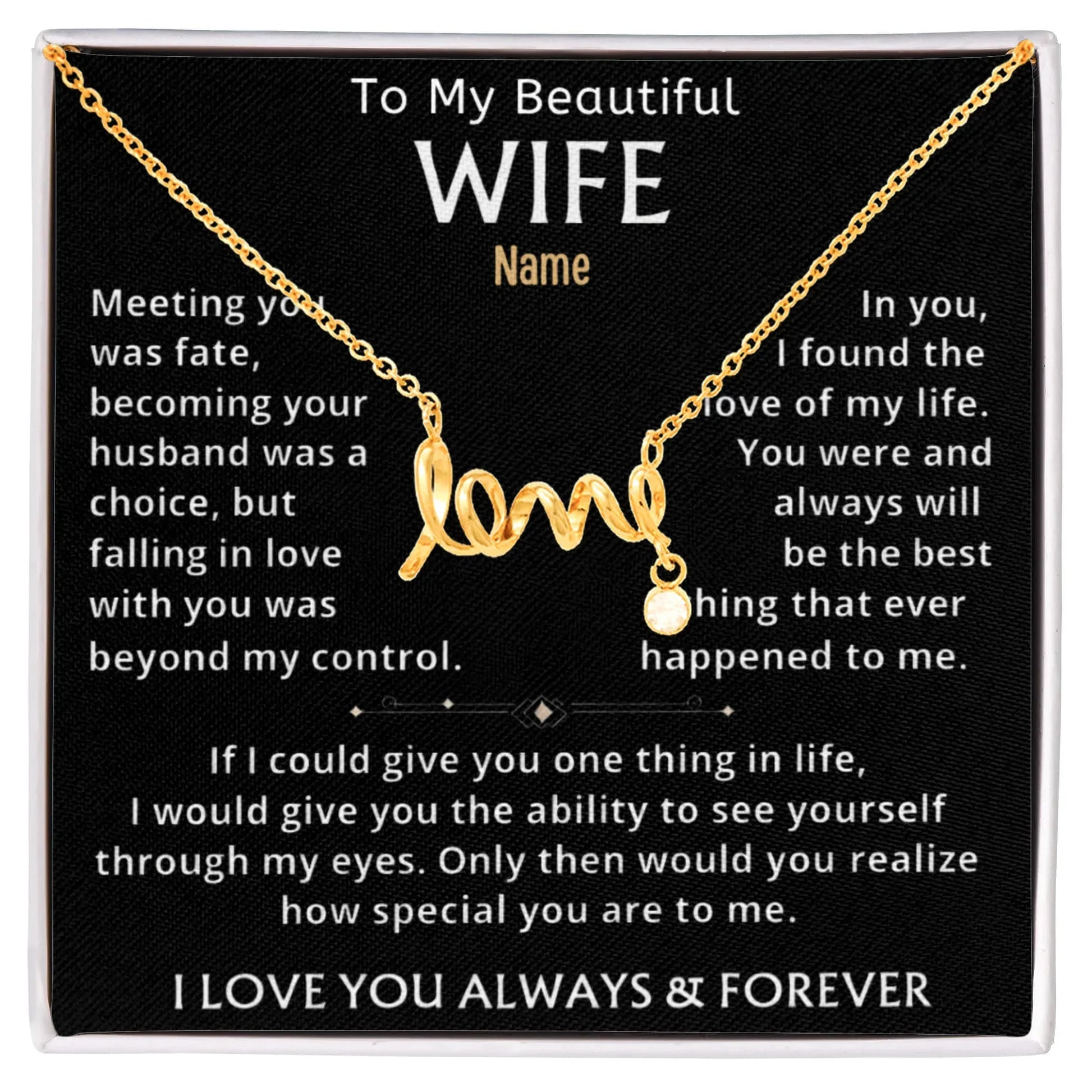 To My Beautiful Wife —Personalized Name Keepsake Necklace - Billien