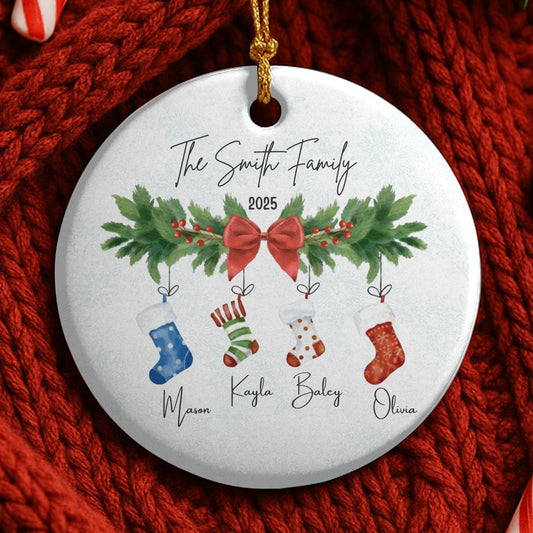 Personalized Family Ornament, Christmas Gift For Family, Family With Names, Christmas Ornament, Socks Ornament, Custom Family Gift